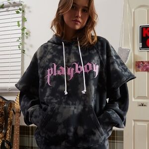 NWT Playboy x PacSun Tie-Dye Hoodie with Tribal Tattoo Black & Pink